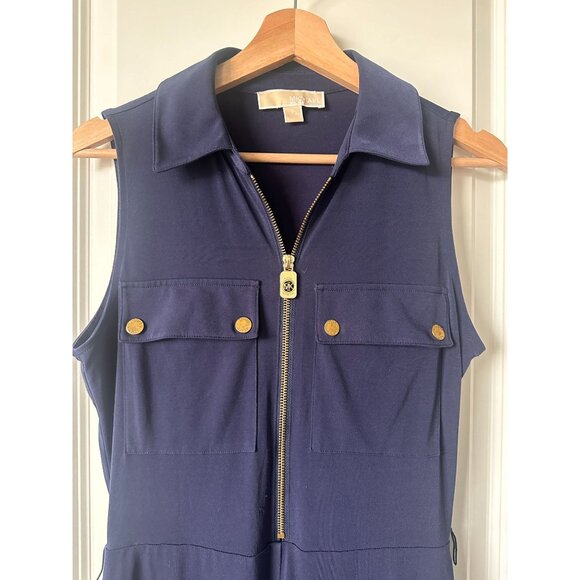 MICHAEL Michael Kors Navy Blue Jumpsuit Cropped Jumper Size S - Picture 3 of 8